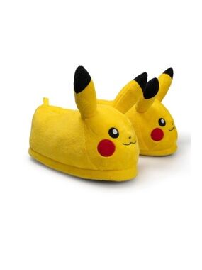 Pokémon Kids Plush Character Slip-Ons - Yellow Pikachu-Inspired Slippers